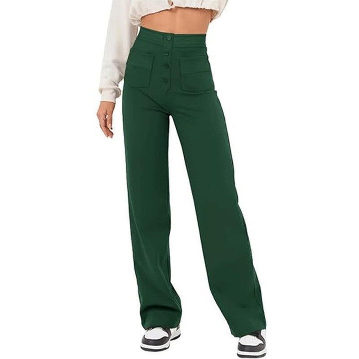 Damen Hochtaillierte weite Hose mit Knopfleiste und aufgesetzten Taschen Echo Archiv