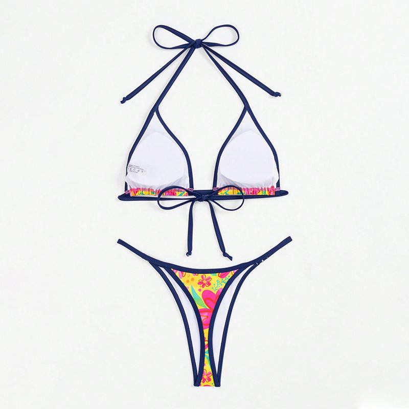 Damen Triangel-Bikini mit buntem Blumenmuster und verstellbaren Trägern Echo Archiv