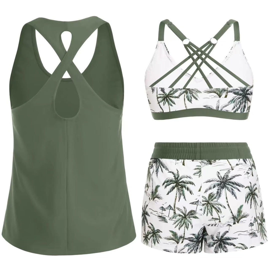 Damen Sport-Badeanzug-Set mit modischem Racerback und Shorts Echo Archiv