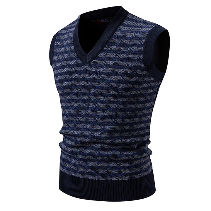 Herren ärmellose Strickjacke mit modernem Zopfmuster Echoarchiv