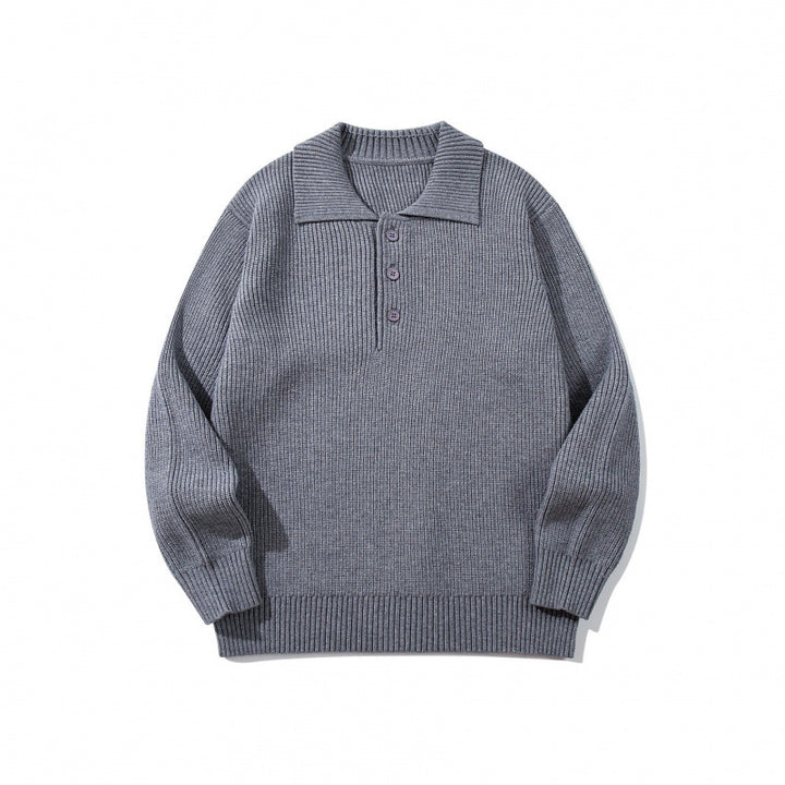 Herren Feinstrick-Polo-Pullover mit Hemdkragen, Knopfleiste und geripptem Saum Echo Archiv