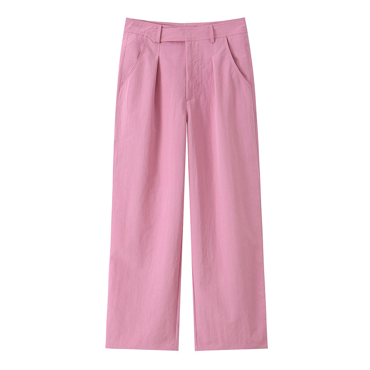 Damen weite Highwaist-Hose mit Bügelfalte, Bundfalten und geradem Bein – Avélisse