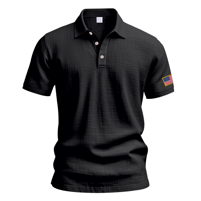 Herren Poloshirt mit modischem USA-Flaggenmotiv und strukturiertem Design Echoarchiv