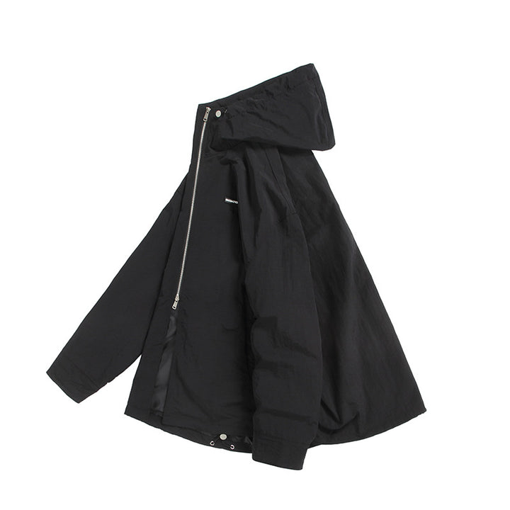 Unisex Ultraleichte Packbare Kapuzenjacke im Boxy-Relax-Schnitt mit Zwei-Wege-Metallreißverschluss Echoarchiv