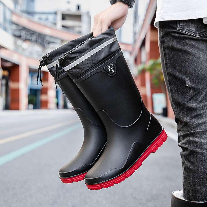 Herren Outdoor-Gummistiefel mit Thermokragen, Zugkordelverschluss und rutschfester Profilsohle Echoarhiv