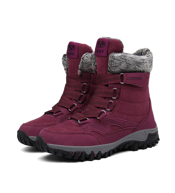 Damen Gefütterte Winter‑Trekkingstiefel mit Kunstfellkragen, schnürsystem und griffiger Offroad‑Profilsohle Echo Archiv