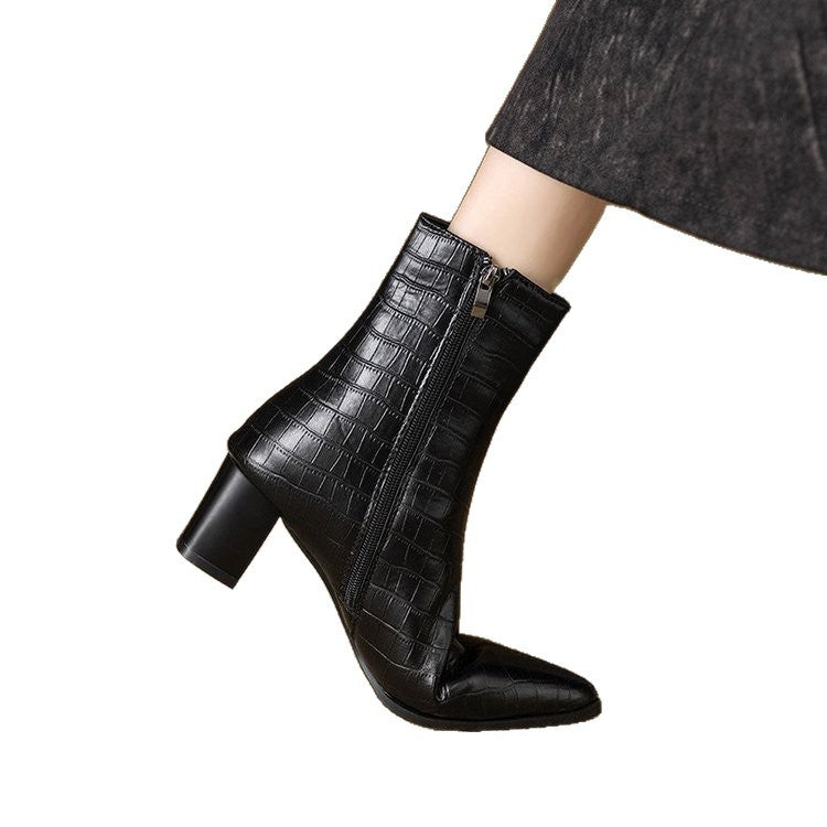 Damen Elegante Croc-Optik Stiefeletten Echo Archiv