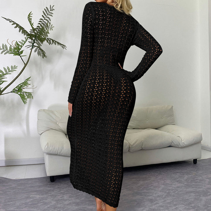 Damen Elegantes gehäkeltes Strandkleid mit tiefem V-Ausschnitt und luftiger Struktur Echo Archiv