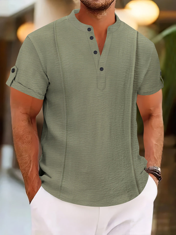 Herren Kurzarm Hemd mit eleganter Knopfleiste und strukturiertem Design Echoarchiv