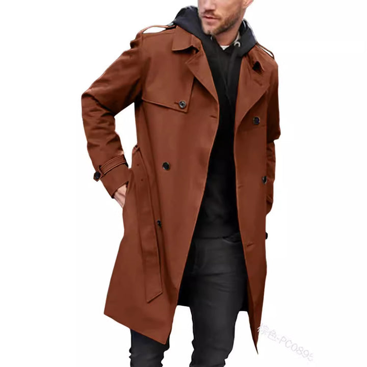 Herren modischer Trenchcoat mit praktischen Seitentaschen und abnehmbarem Innenfutter Echoarchiv