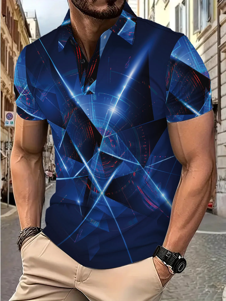 Herren Poloshirt mit modernem 3D-Grafikdesign Echoarchiv