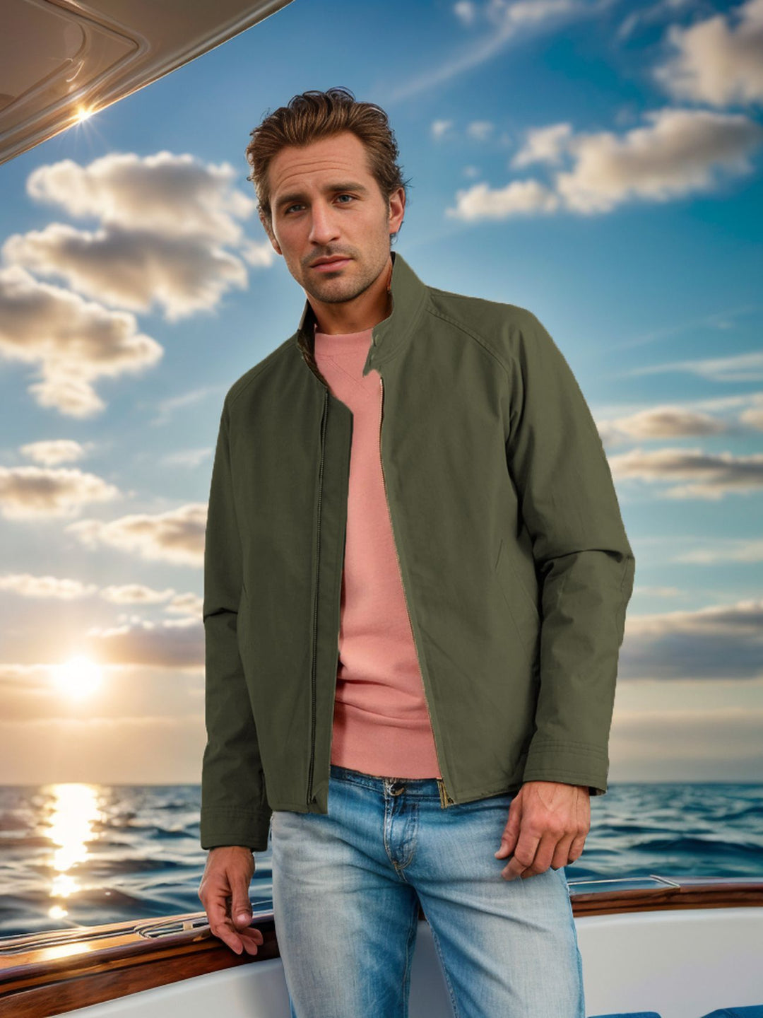 Herren leichte Freizeitjacke im modernen Design mit Stehkragen Echoarchiv