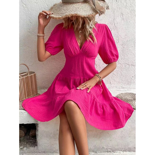 Damen Midi-Kleid mit Ballettärmeln und tiefem V-Ausschnitt Echo Archiv