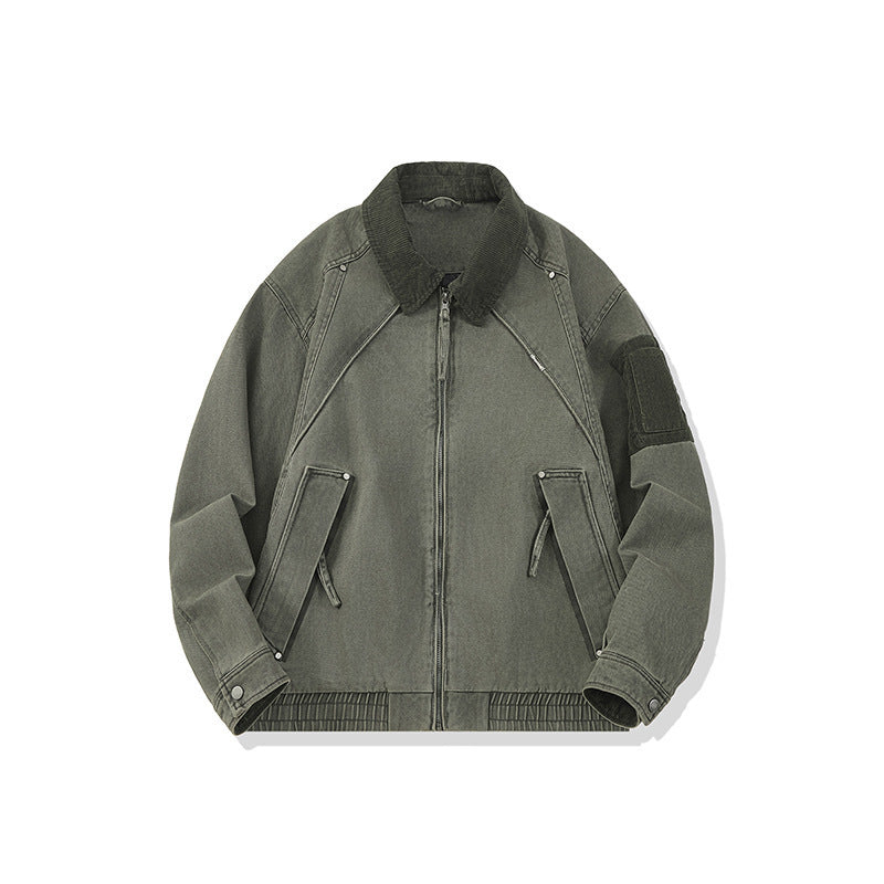 Herren Canvas-Bomberjacke im Vintage-Look mit Raglanärmeln und elastischem Saum Echo Archiv
