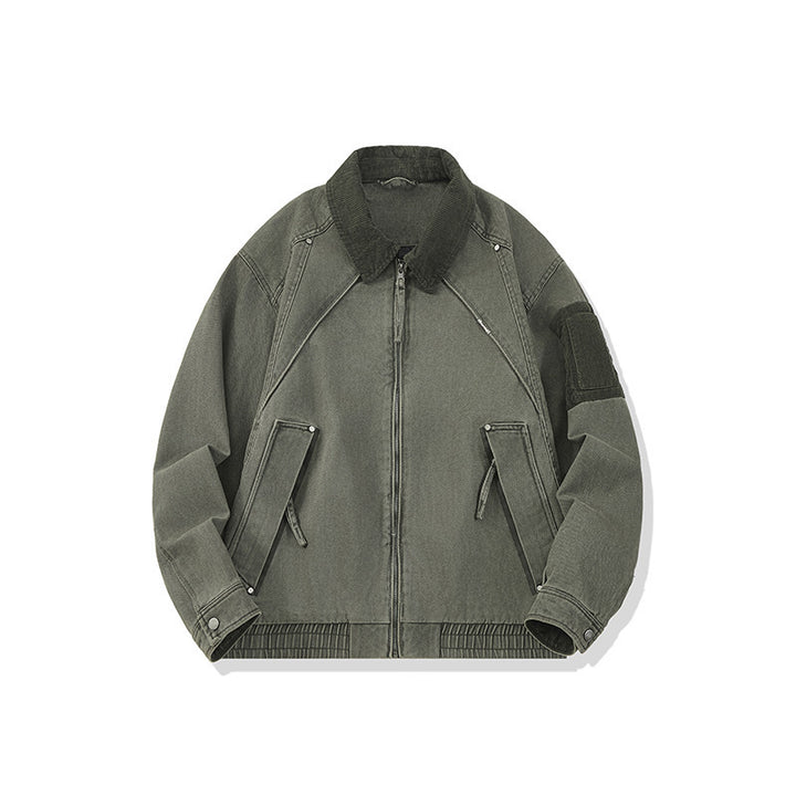 Herren Canvas-Bomberjacke im Vintage-Look mit Raglanärmeln und elastischem Saum Echo Archiv