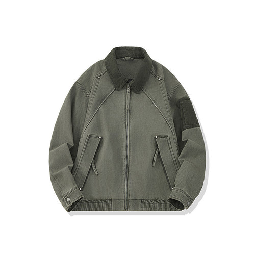 Herren Canvas-Bomberjacke im Vintage-Look mit Raglanärmeln und elastischem Saum Echo Archiv