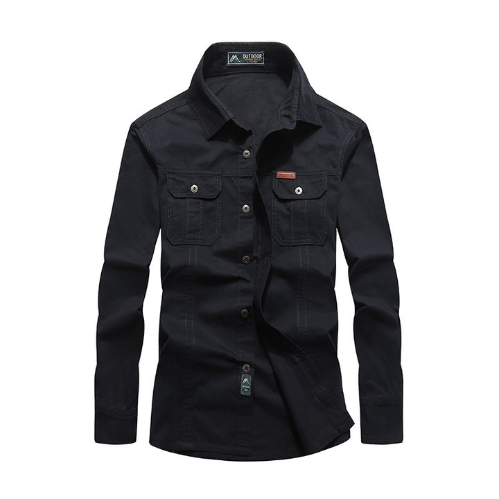 Herren robustes Canvas-Overshirt mit Brustpattentaschen, Hemdkragen und Utility-Details Echoarchiv