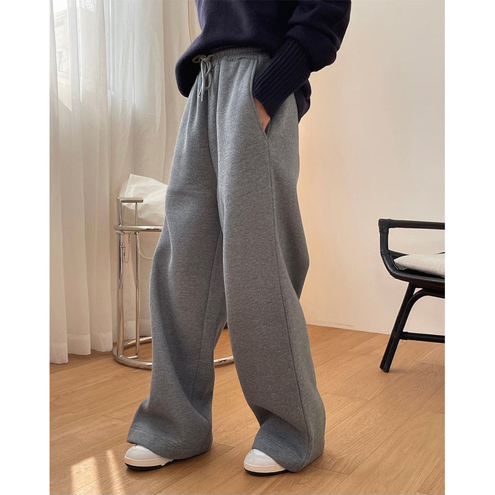 Damen Extraweite Palazzosweathose aus Baumwoll-Fleece mit Tunnelzug und Eingrifftaschen Echoarchiv