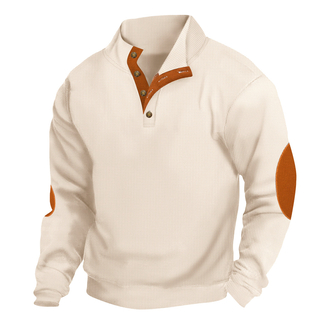Herren lässiger Fleecepullover mit Stehkragen und Knopfdetails Echoarchiv