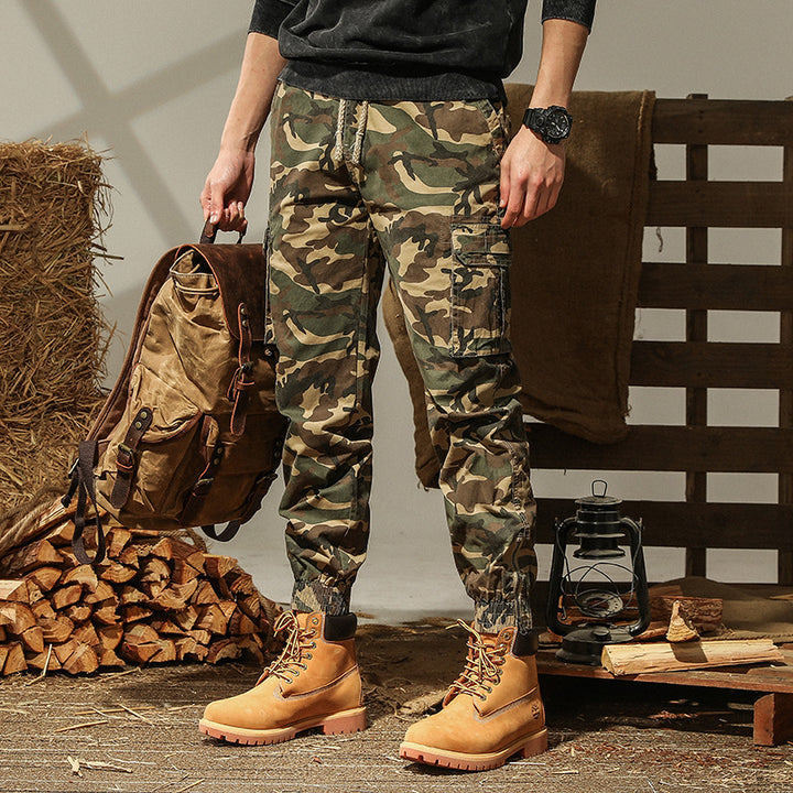 Herren Cargohamasche im Camouflage-Utility-Stil mit elastischem Saum und Mehrfachtaschen – Bravaro