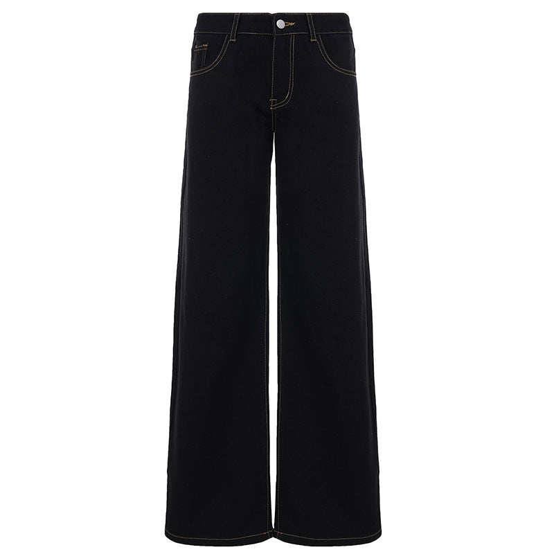 Damen nan weite Highwaist-Jeans mit weitem Bein, hohem Bund und Kontraststeppung Echo Archiv