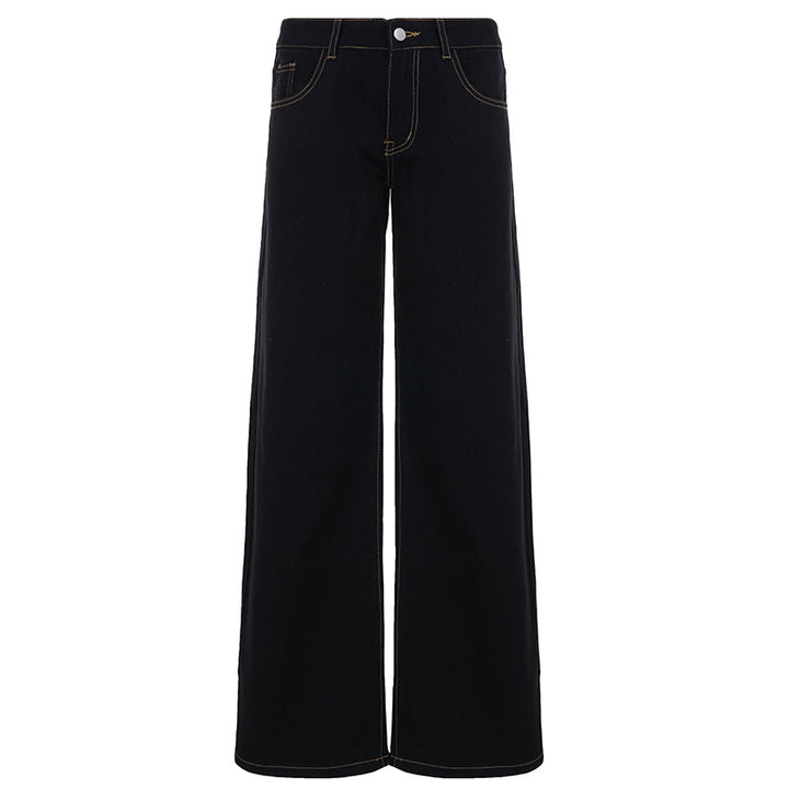 Damen nan weite Highwaist-Jeans mit weitem Bein, hohem Bund und Kontraststeppung Echo Archiv
