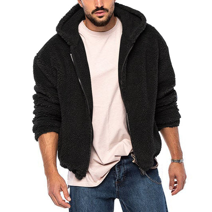 Herren Kuscheliger Teddy-Fleece-Pullover mit Kapuze Echoarchiv