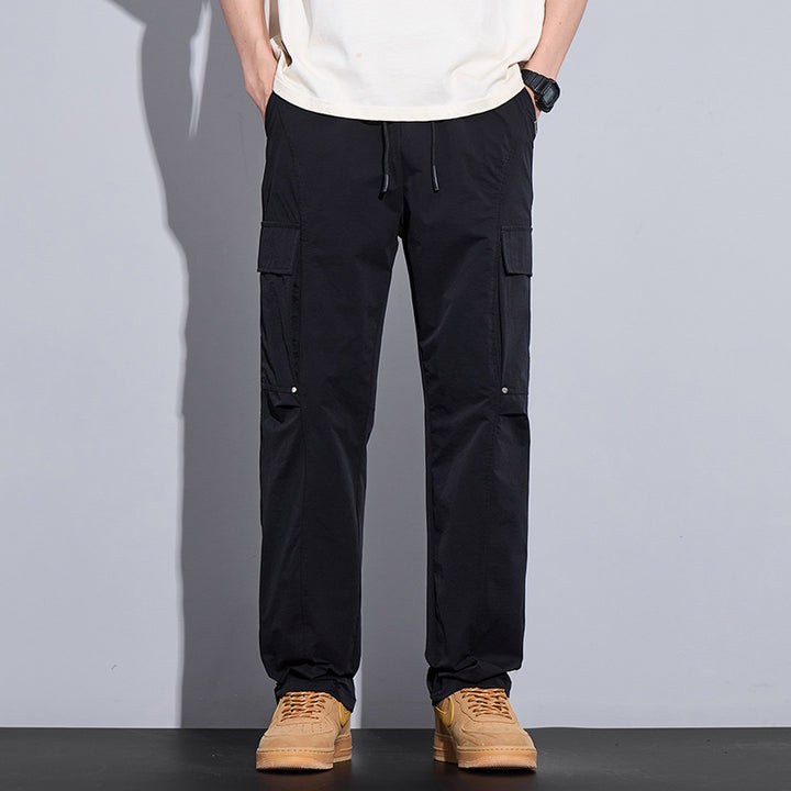 Herren Leichte Cargo-Freizeithose mit Tunnelzug, Multifachtaschen und geradem Schnitt Echo Archiv