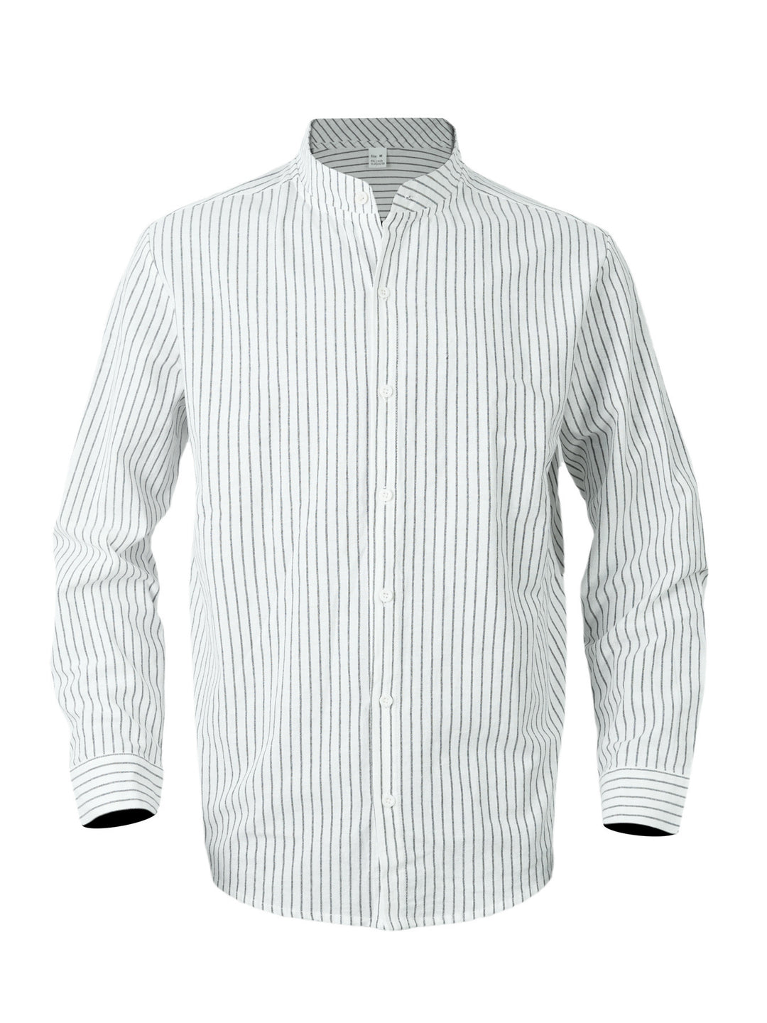 Herren Elegant gestreiftes Langarmhemd mit Stehkragen und regulärer Passform Echoarchiv