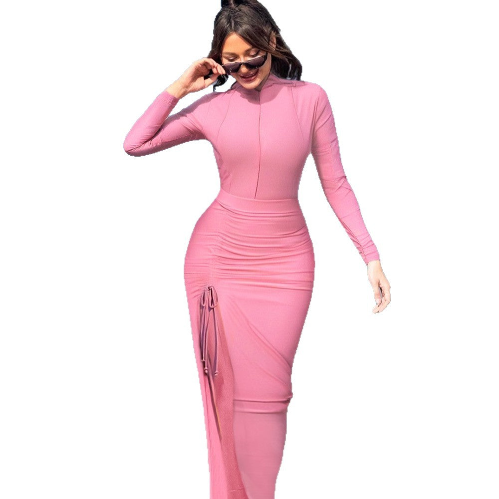 Damen eleganter Sport-Badeanzug mit hochgeschlossenem Kragen und seitlichen Raffung Echo Archiv