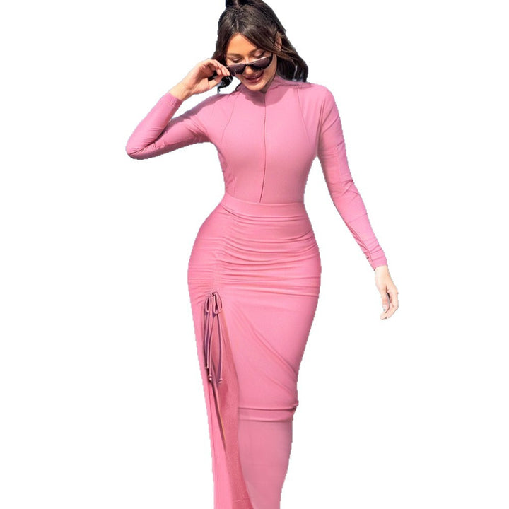 Damen eleganter Sport-Badeanzug mit hochgeschlossenem Kragen und seitlichen Raffung Echo Archiv
