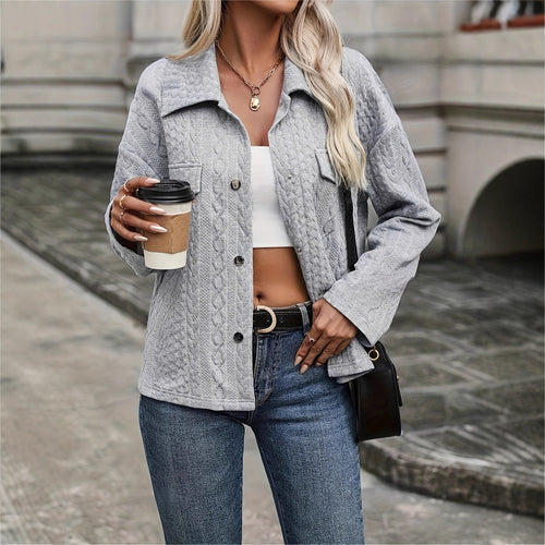 Damen Strukturierte Stepp-Hemdjacke mit Pattentaschen Echoarchiv