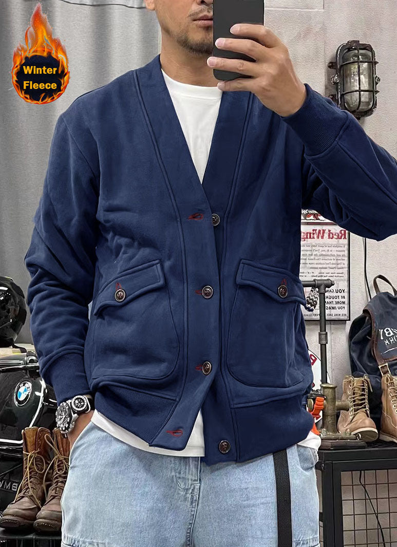 Herren modische Fleecejacke mit praktischen Taschen und eleganter Knopfleiste Echoarchiv