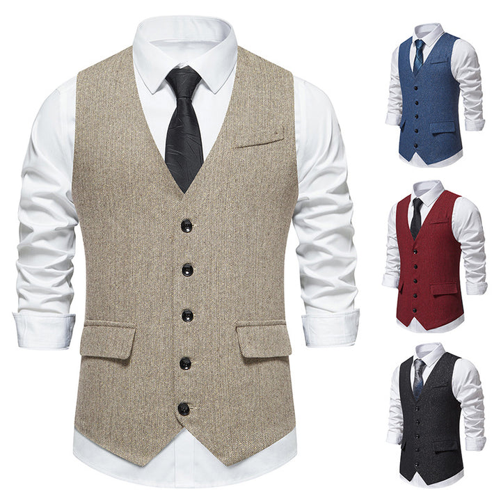 Herren elegante Anzugweste mit feinem modernen Design und praktischen Taschen Echoarchiv