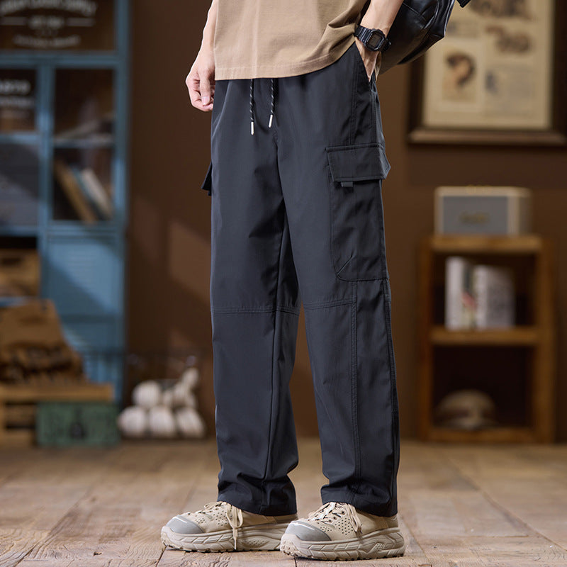 Herren Leichte Technical Cargo-Hose mit geradem Bein, Multifachtaschen und Kordelbund Echo Archiv