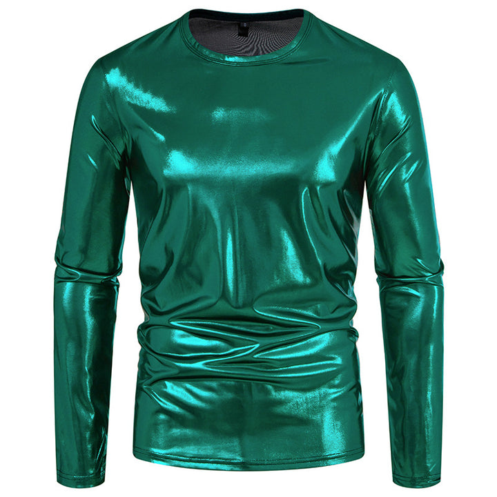 Herren Langarmshirt aus glattem, reflektierendem Material Echoarchiv