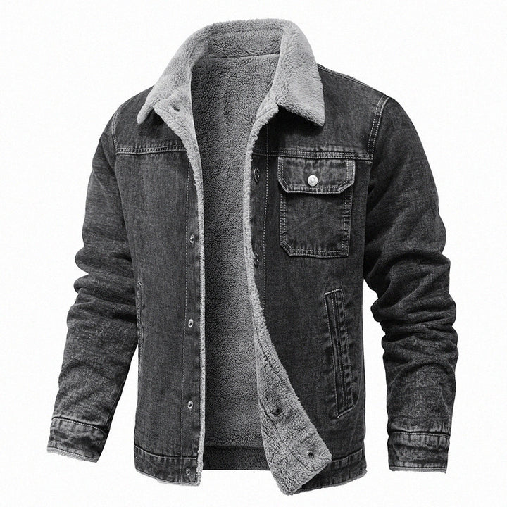 Herren Sherpa-gefütterte Denimjacke mit Teddyfutter und Brusttasche Echoarchiv