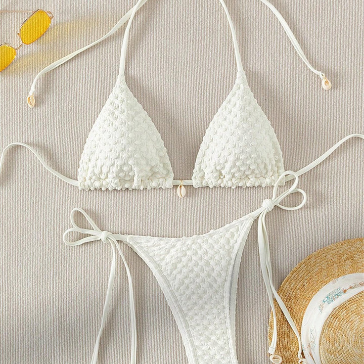 Damen Triangle-Bikini mit strukturiertem Material und zarten Bindebändern Echo Archiv