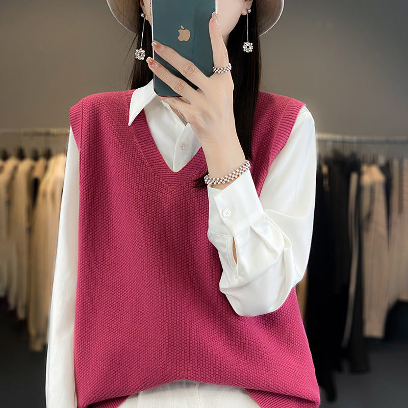 Damen Oversize Strickweste mit tiefem V‑Ausschnitt und feiner Struktur Echoarchiv