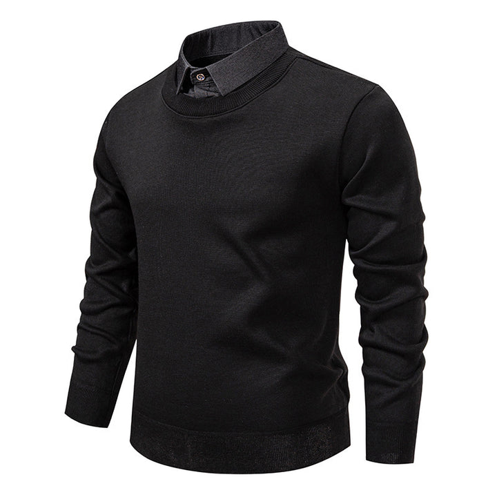 Herren nan Feinstrickpullover mit integriertem Hemdkragen und schmaler Silhouette Echo Archiv