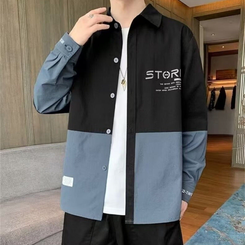 Herren modische Hemdjacke mit Farbblockdesign Echoarchiv