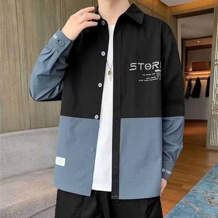 Herren modische Hemdjacke mit Farbblockdesign Echoarchiv