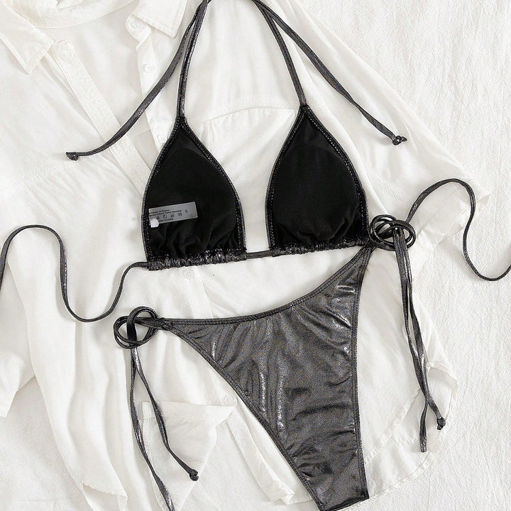 Damen Triangel-Bikini mit verstellbaren Bändern und glänzendem Design Echo Archiv