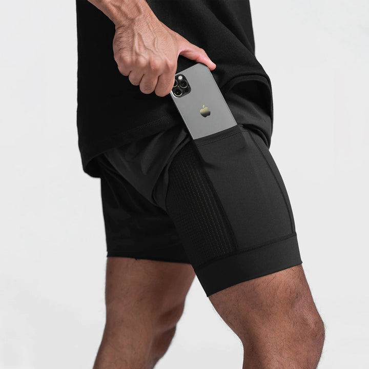 Herren Sportliche kurze Trainingsshorts mit praktischen Reißverschlusstaschen Echoarchiv