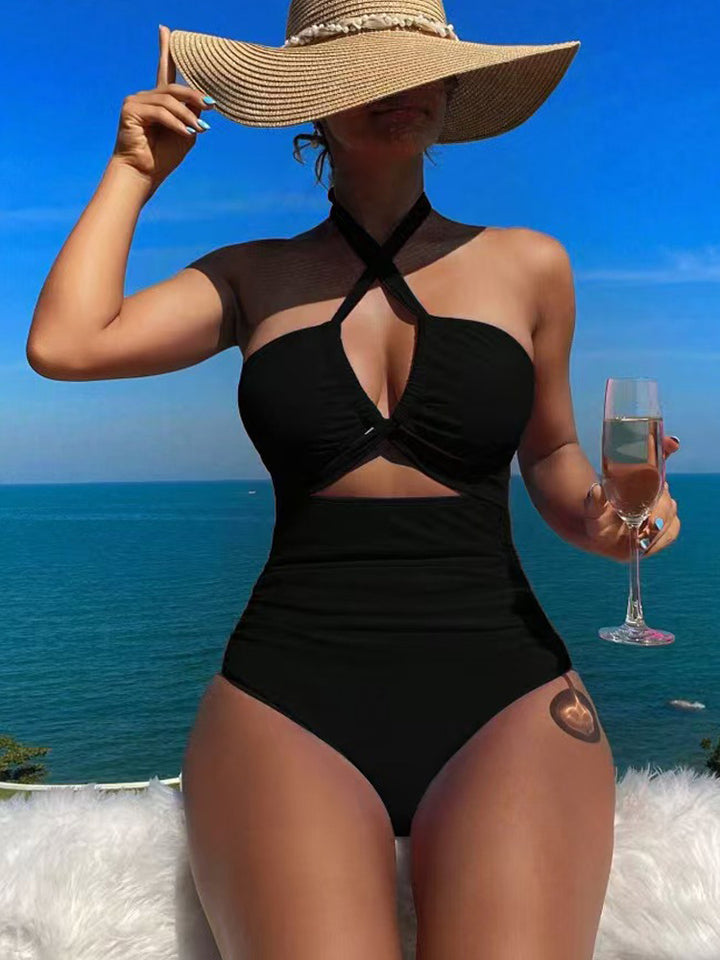 Damen Hoch geschnittener Monokini mit raffiniertem Kreuz-Design Echo Archiv