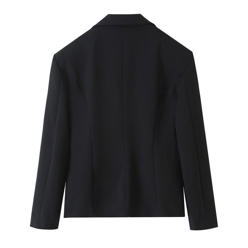Damen Taillierter Kurzblazer mit asymmetrischem Schmuckknopf und Pattentaschen Echo Archiv