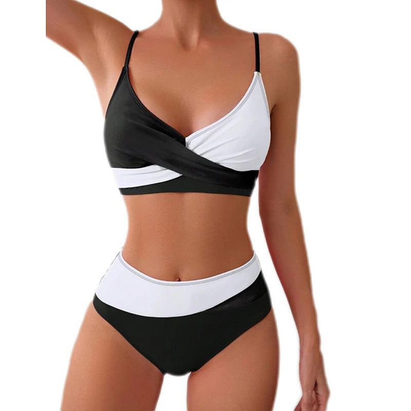 Damen Hochtailliertes Bikini-Set mit Kreuzband-Design Echo Archiv