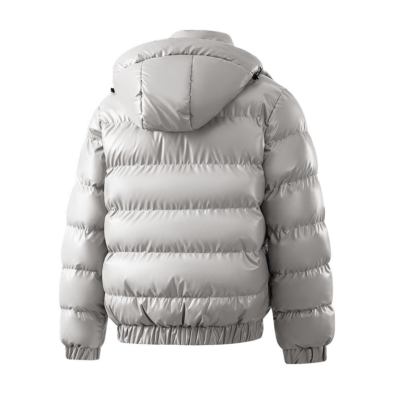 Herren Glänzende wattierte Pufferjacke mit Kapuze, wasserabweisender Hülle & Stehkragen Echoarchiv