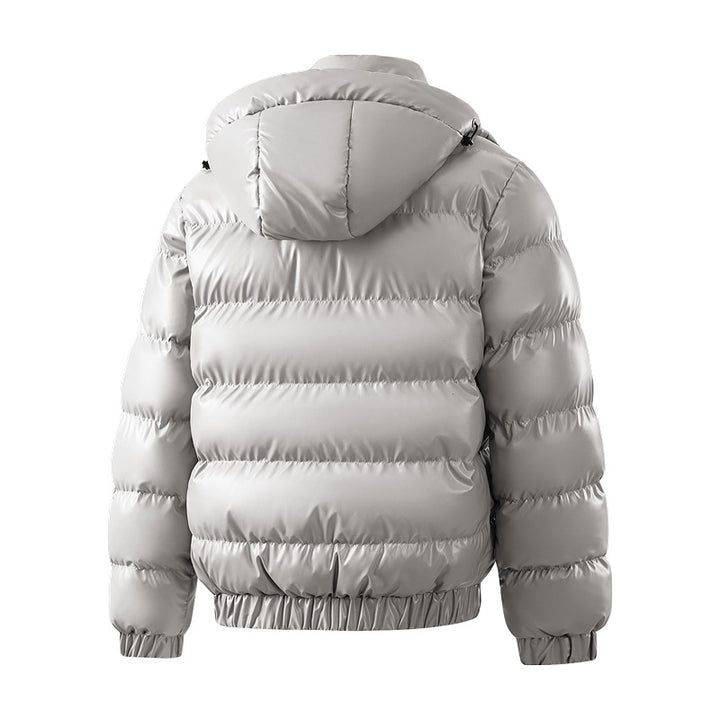 Herren Glänzende wattierte Pufferjacke mit Kapuze, wasserabweisender Hülle & Stehkragen Echoarchiv