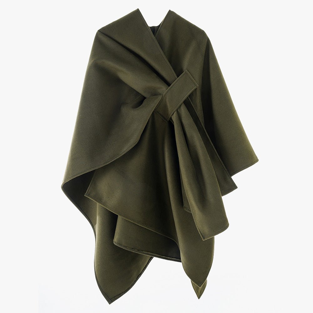 Damen Eleganter Wickel‑Cape mit Knotenverschluss und fließender Drapierung Echo Archiv